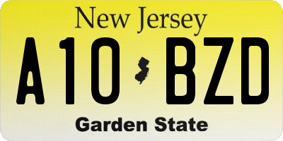 NJ license plate A10BZD