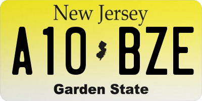 NJ license plate A10BZE