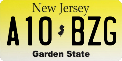 NJ license plate A10BZG