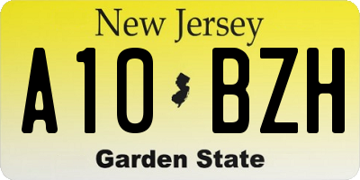 NJ license plate A10BZH