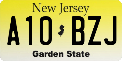 NJ license plate A10BZJ