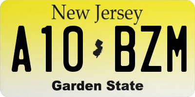 NJ license plate A10BZM