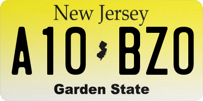 NJ license plate A10BZO