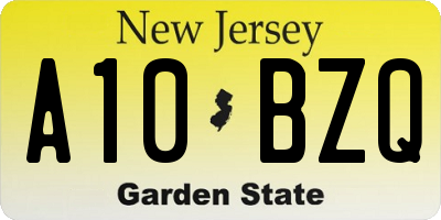 NJ license plate A10BZQ