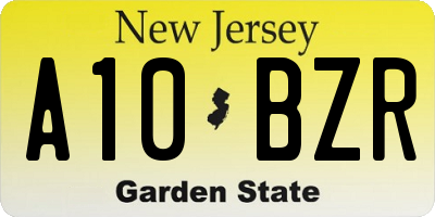 NJ license plate A10BZR