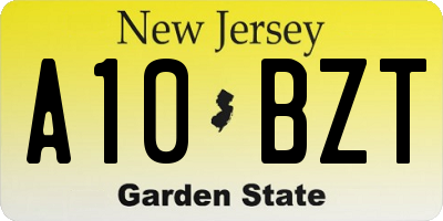 NJ license plate A10BZT