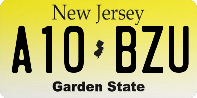 NJ license plate A10BZU