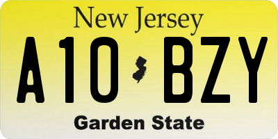 NJ license plate A10BZY