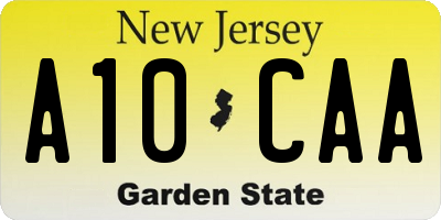 NJ license plate A10CAA