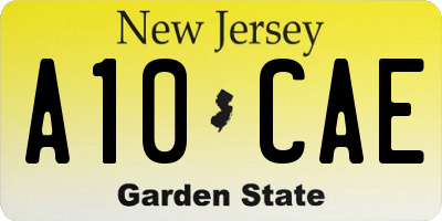 NJ license plate A10CAE