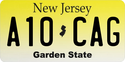 NJ license plate A10CAG