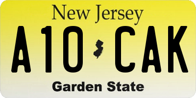 NJ license plate A10CAK