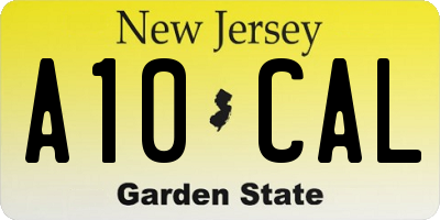 NJ license plate A10CAL