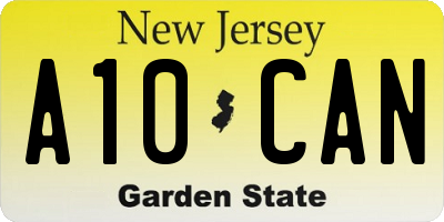 NJ license plate A10CAN