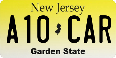 NJ license plate A10CAR