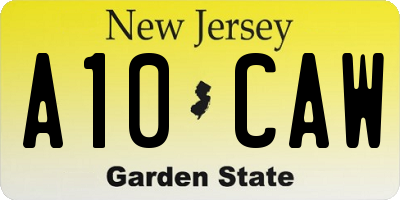 NJ license plate A10CAW