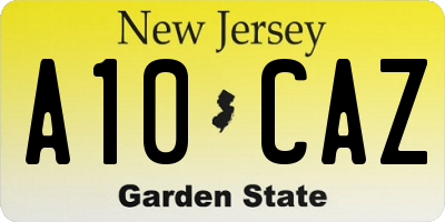 NJ license plate A10CAZ