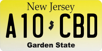 NJ license plate A10CBD