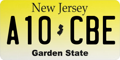 NJ license plate A10CBE