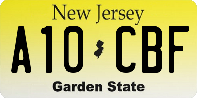 NJ license plate A10CBF