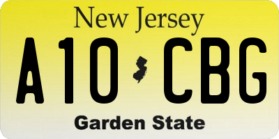 NJ license plate A10CBG
