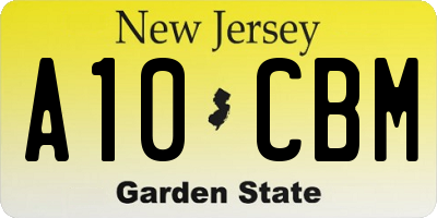 NJ license plate A10CBM