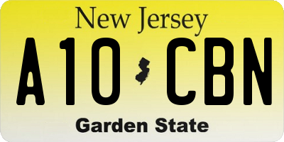 NJ license plate A10CBN