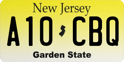 NJ license plate A10CBQ