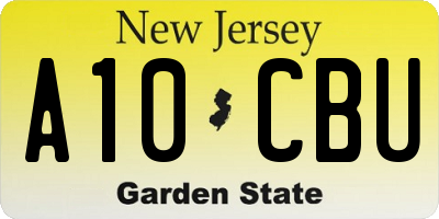 NJ license plate A10CBU