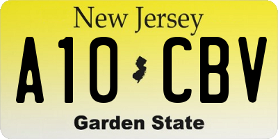 NJ license plate A10CBV