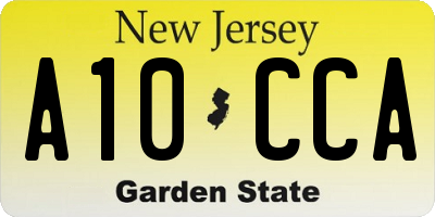 NJ license plate A10CCA