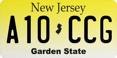 NJ license plate A10CCG