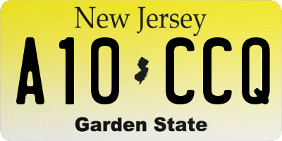 NJ license plate A10CCQ