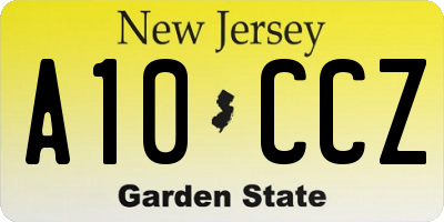 NJ license plate A10CCZ