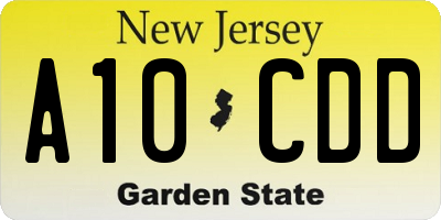 NJ license plate A10CDD