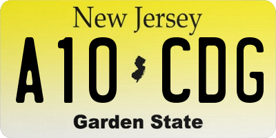 NJ license plate A10CDG