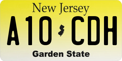 NJ license plate A10CDH