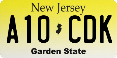 NJ license plate A10CDK