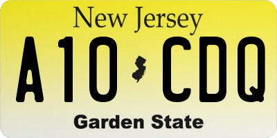 NJ license plate A10CDQ