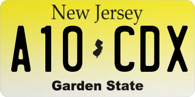 NJ license plate A10CDX