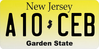 NJ license plate A10CEB