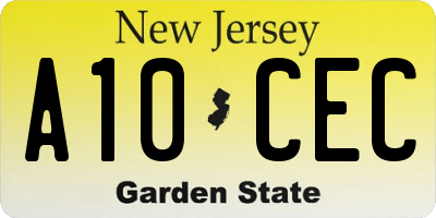 NJ license plate A10CEC