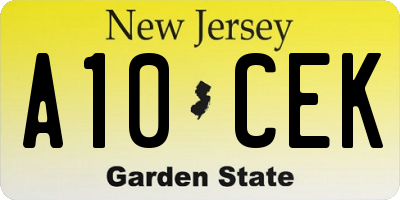 NJ license plate A10CEK