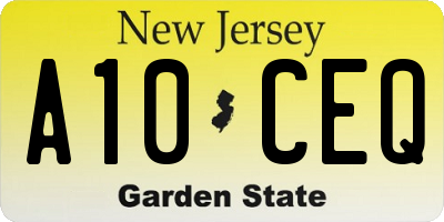 NJ license plate A10CEQ