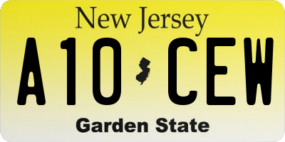 NJ license plate A10CEW