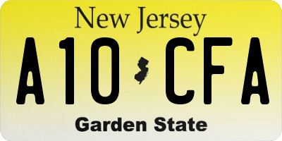 NJ license plate A10CFA