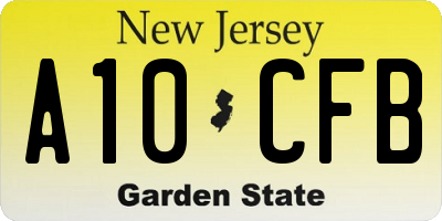 NJ license plate A10CFB