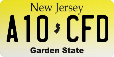 NJ license plate A10CFD