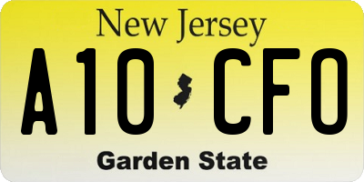 NJ license plate A10CFO