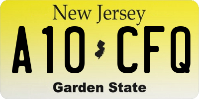 NJ license plate A10CFQ